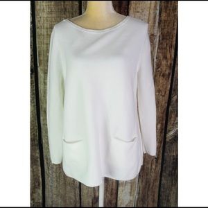 COS 3/4 White Cotton Sweater with Pockets